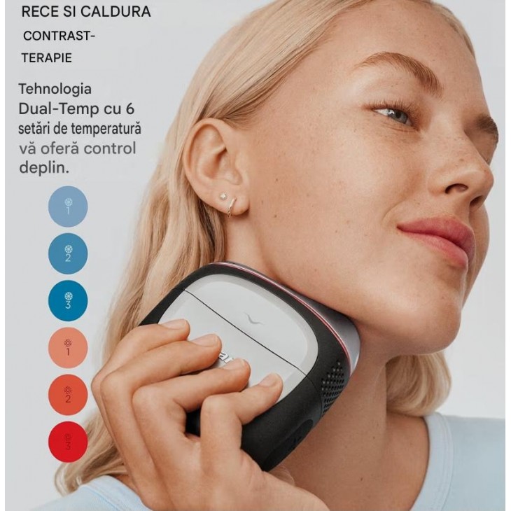 Dispozitiv Masaj Facial Shark DePuffi FH220EUTL, Terapie Contrast Cald si Rece, 6 Niveluri Temperatura, Gua Sha, InstaChill si InstaHeat, pentru Conturarea si Revitalizarea Pielii, Turcoaz, livrare 7-9 zile