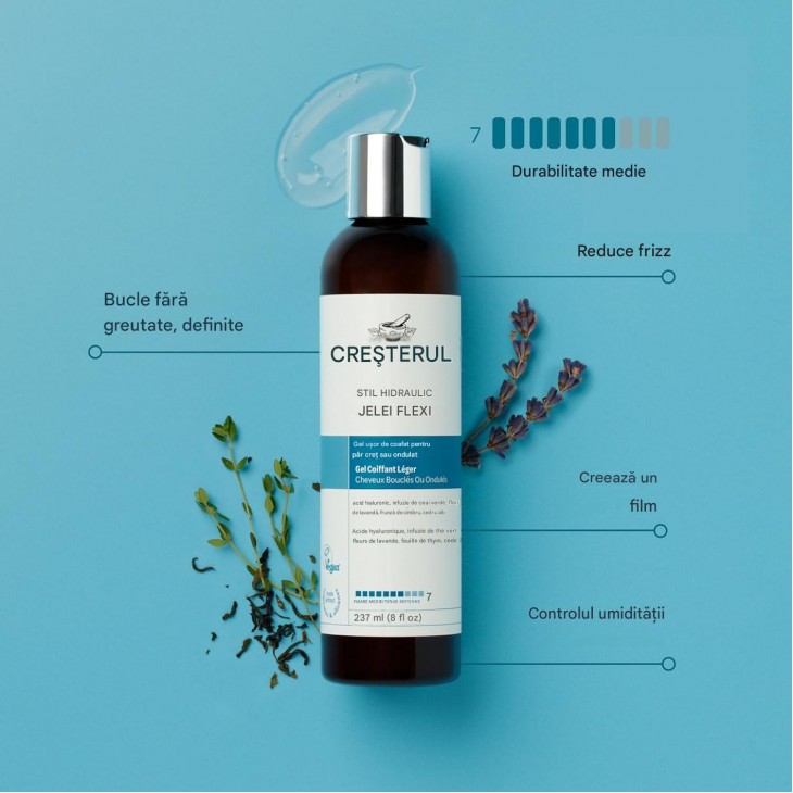 Gel de definire Curlsmith Hydro Style Flexi-Jelly, fixare flexibilă, pentru păr ondulat și creț, formulă vegană, 237 ml, livrare maxim 7-8 zile
