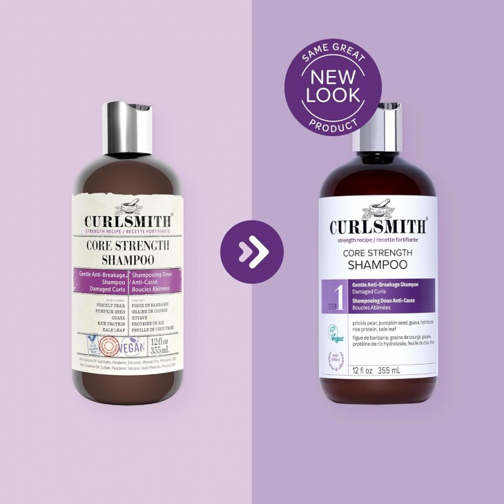 Șampon Curlsmith Core Strength, cu proteine, pentru utilizare frecventă, îngrijire delicată și fortifiere păr creț și ondulat, 355 ml