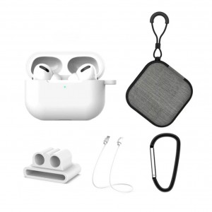 Set extins 5 in 1 pentru protectia castilor Apple Airpods Pro, culoarea alba