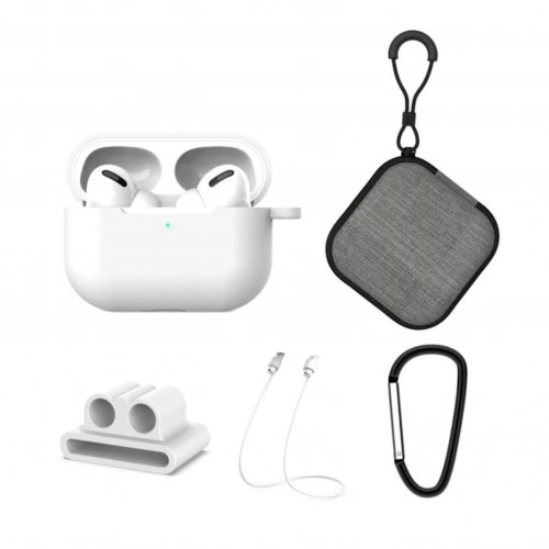 Set extins 5 in 1 pentru protectia castilor Apple Airpods Pro, culoarea alba Set extins 5 in 1 pentru protectia castilor Apple Airpods Pro, culoarea alba