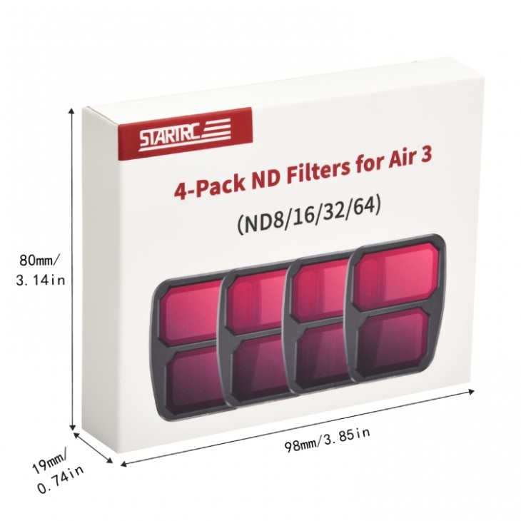 Set profesional 4 filtre, STARTRC, compatibile cu DJI Air 3, ND8, ND16, ND32, ND64, cadru aluminiu