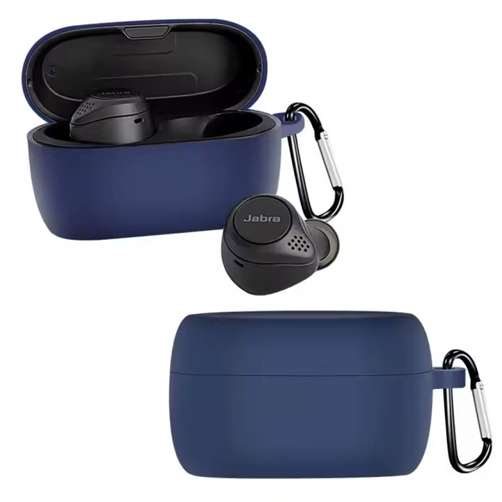 Husa pentru protectia castilor stereo wireless Jabra Elite 75t, culoarea albastru, cu carlig prindere
