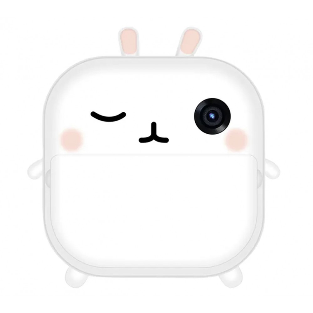 Camera foto-video pentru copii, THD Pixels M2, imprimanta termica, obiectiv frontal 18 megapixeli, obiectiv selfie, white buny