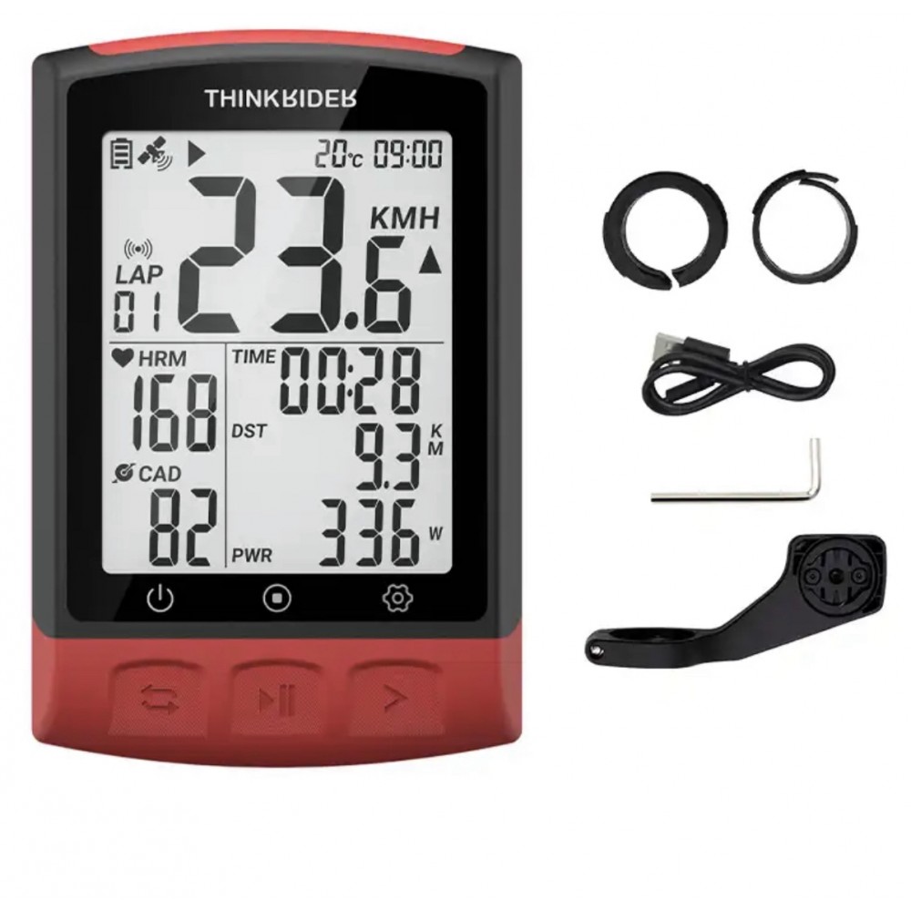 Computer pentru biciclete, ThinkRider BC108, GPS, monitorizare date ciclism, ecran 2.3", suport BLE 4.0 ANT+