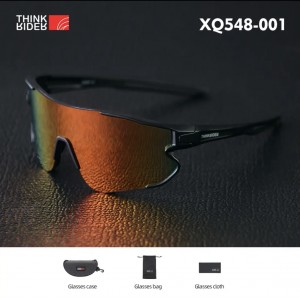 Ochelari de ciclism ThinkRider XQ548, protecție UV, rama neagra, lentila tenta portocaliu