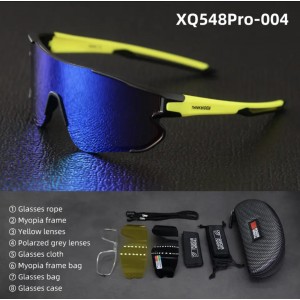 Ochelari de ciclism ThinkRider XQ548Pro cu protecție UV, lentile polarizate, set de 3 lentile, rama verde