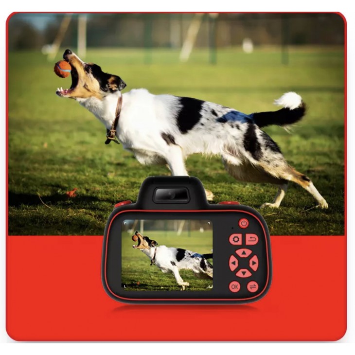 Camera foto digitala pentru copii, THD Pixels D6PRO, aspect DSLR, rezolutie foto 18 megapixeli, video FullHD, focalizare automata, neagra