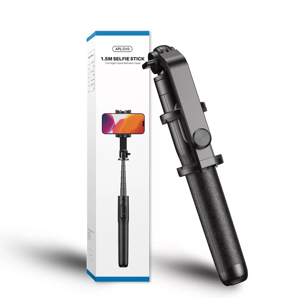 Selfie Stick 3 in 1 Apexel APL-D10, telecomanda Bluetooth, lungime 1.5 metri