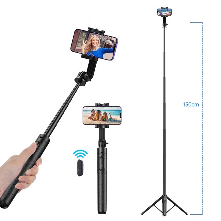 Selfie Stick 3 in 1 Apexel APL-D10, telecomanda Bluetooth, lungime 1.5 metri