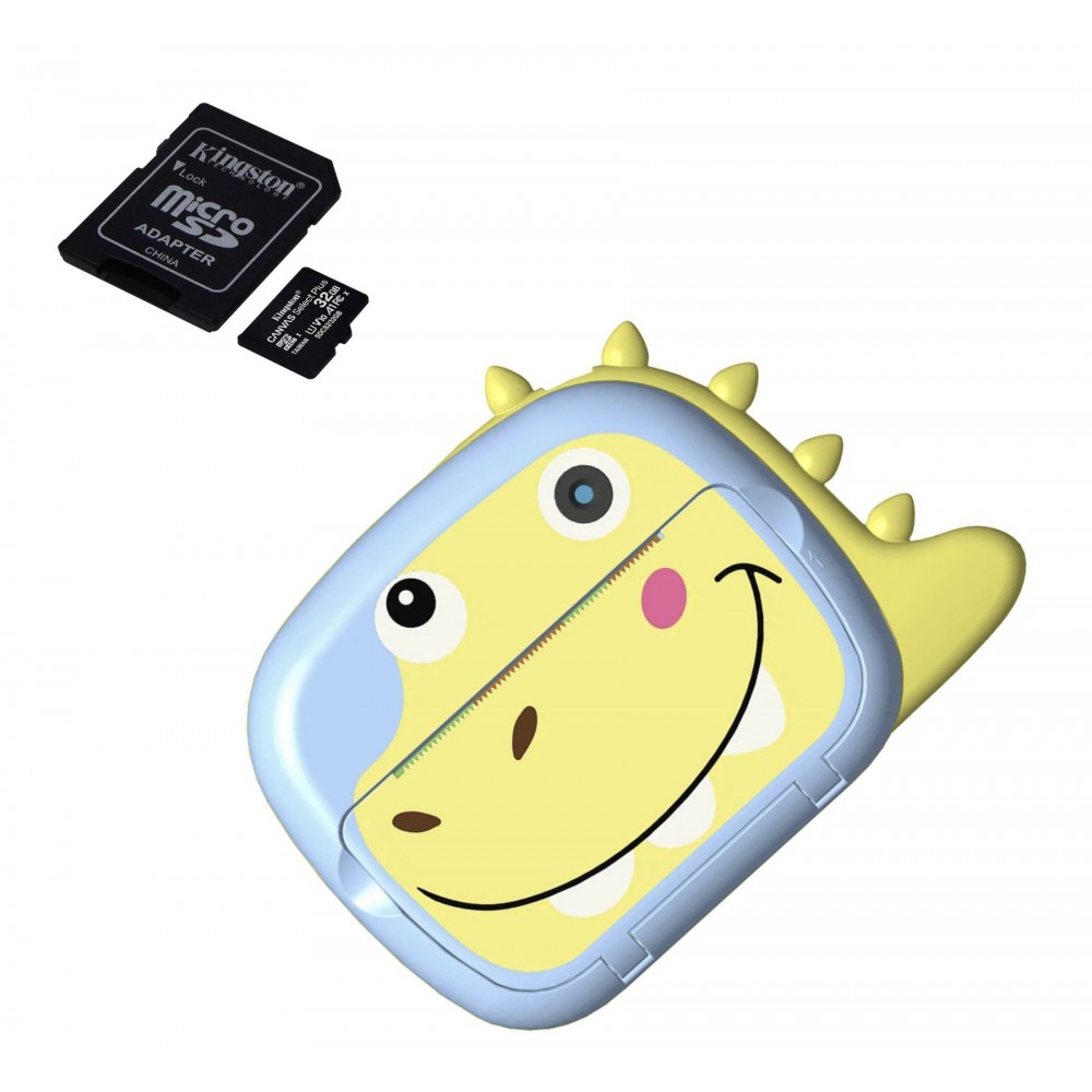 Pachet: Card memorie 32Gb +Camera foto-video digitala pentru copii, THD Pixels KX-07, comunicare Wifi, imprimanta termica, rezolutie 12 megapixeli, albastra