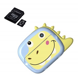 Pachet: Card memorie 32Gb +Camera foto-video digitala pentru copii, THD Pixels KX-07, comunicare Wifi, imprimanta termica, rezolutie 12 megapixeli, albastra