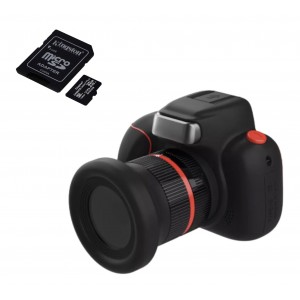 Pachet: Card memorie 32Gb + Camera foto digitala pentru copii, THD Pixels D6PRO, aspect DSLR, rezolutie foto 18 megapixeli, video FullHD, focalizare automata, neagra