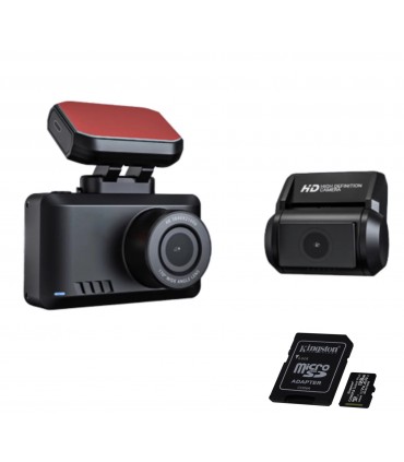 Camera auto ultracompacta THD EGO S16, rezolutie 4K, senzor Sony IMX335, Night Vision, GPS, modul camera spate 1080p, card micro SD 128 Gb, monitorizare 24 ore