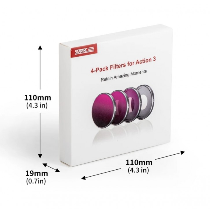Set profesional 4 filtre magnetice marca STARTRC pentru camera DJI Action 3, CPL, ND16, ND32, ND64