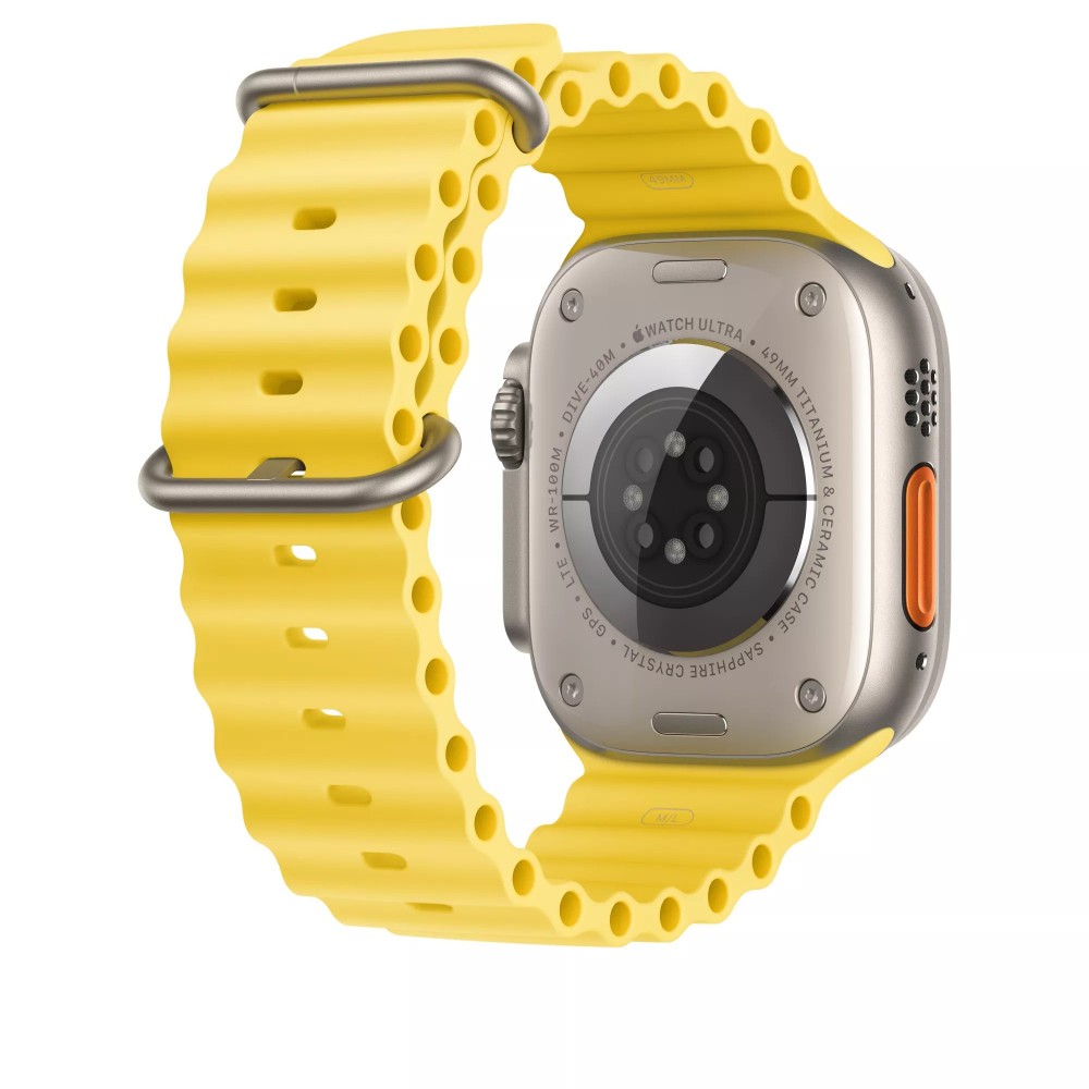 Curea THD Ocean Band, compatibila cu Apple Watch Ultra 49 mm/Apple Watch 42/44/45 mm, marime universala, culoarea galben