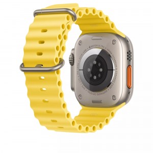Curea THD Ocean Band, compatibila cu Apple Watch Ultra 49 mm/Apple Watch 42/44/45 mm, marime universala, culoarea galben