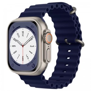 Curea THD Ocean Band, compatibila cu Apple Watch Ultra 49 mm/Apple Watch 42/44/45 mm, marime universala, culoarea albastru inchis