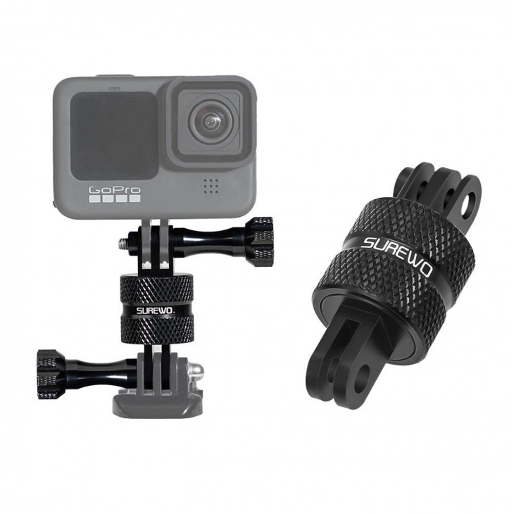 Adaptor rotativ Surewo 360 grade, montare GoPro Hero 13,12,11,10,9,8,7 la trepied