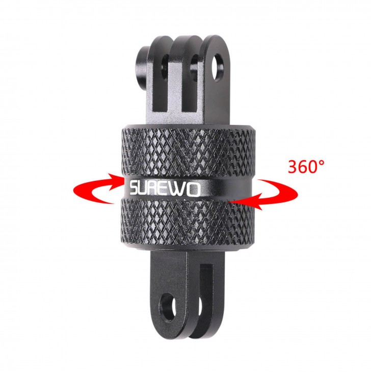 Adaptor rotativ Surewo 360 grade, montare GoPro Hero 13,12,11,10,9,8,7 la trepied
