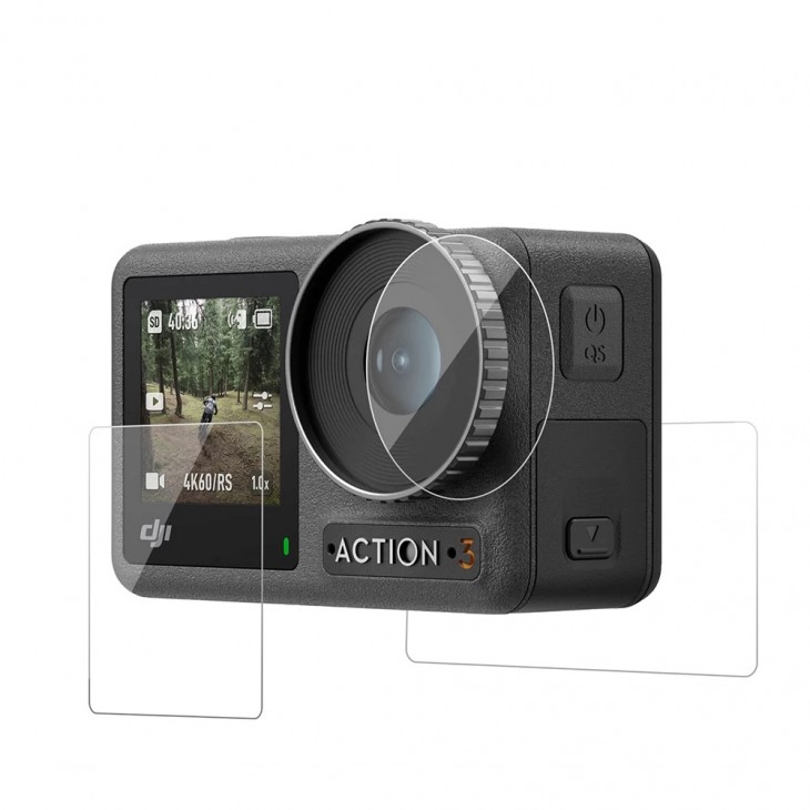 Set sticla protectie display si lentila Telesin, pentru camera DJI Osmo Action 3