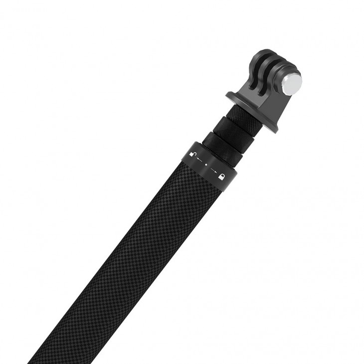 Selfie stick Telesin, compatibil cu GoPro Hero, Insta360 One RS, Osmo Action, invizibil, material carbon, lungime 1.16 m
