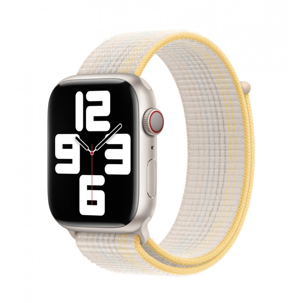 Curea textila sport loop marca THD pentru Apple Watch 45 mm seria 8, marime universala, alb starlight