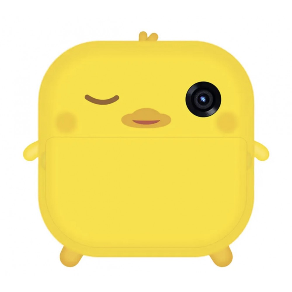 Camera foto-video pentru copii, THD Pixels M2, imprimanta termica, obiectiv frontal 18 megapixeli, obiectiv selfie, yellow chick