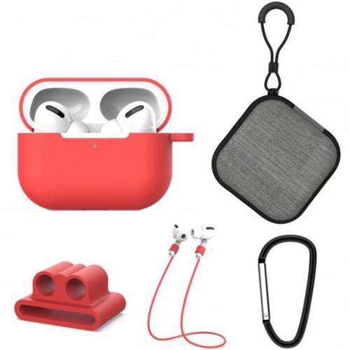 Set extins 5 in 1 pentru protectia castilor Apple Airpods Pro, culoarea rosu Set extins 5 in 1 pentru protectia castilor Apple Airpods Pro, culoarea rosu