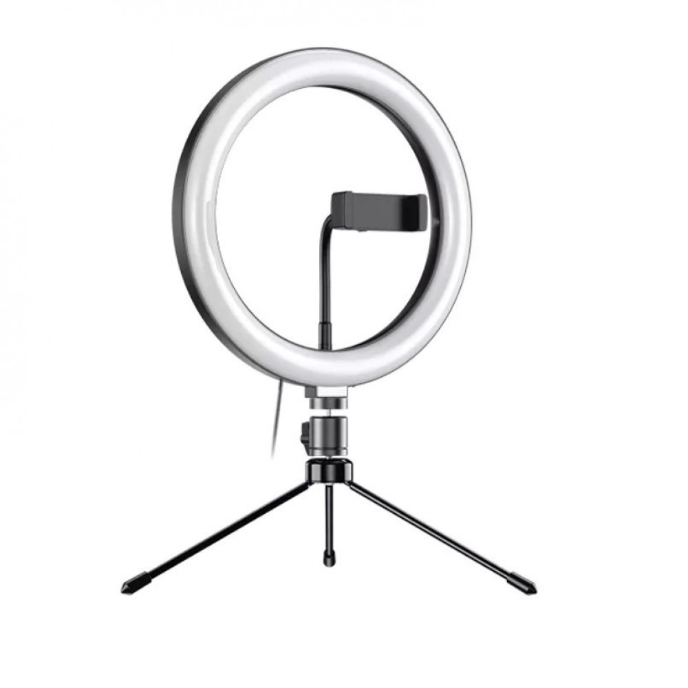 Set lampa circulara selfie, Apexel, diametru 26cm, trepied mini, suport telefon