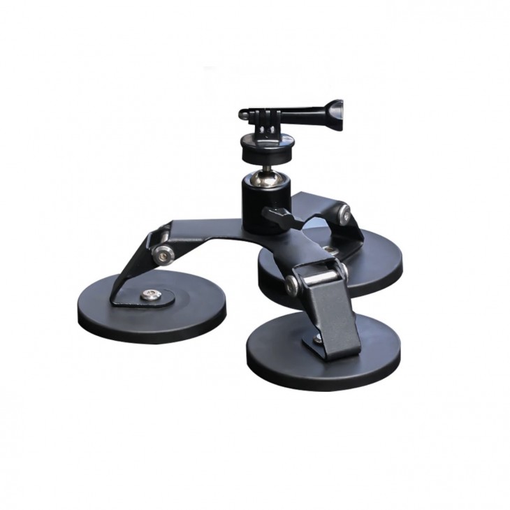 Ventuza magnetica Surewo atasare GoPro Hero 13,12,11,10,9,8,7,6,5 pe masina sau obiecte metalice, baza tripla