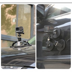 Ventuza magnetica Surewo atasare GoPro Hero 13,12,11,10,9,8,7,6,5 pe masina sau obiecte metalice, baza tripla