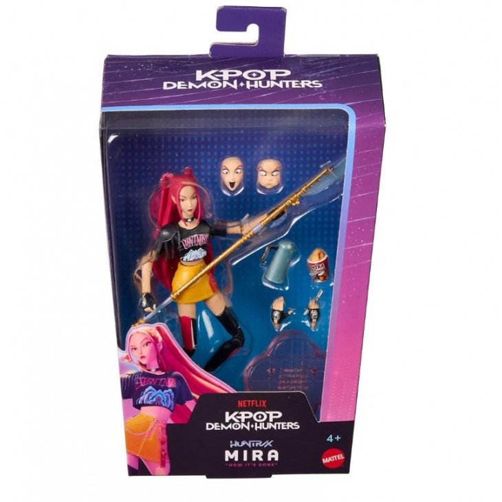 Figurina de Actiune Mattel KPop Demon Hunters HUNTR/X Mira, 15.8 cm, 18 Puncte de Articulatie, Tinuta How It's Done, Sabie Curved Moon, 2 Fete si 2 Maini Intershimbabile, Accesorii, JRY31