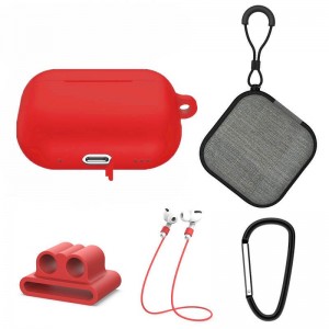 Set extins 5 in 1 pentru protectia castilor Apple Airpods Pro generatia 2, culoarea rosie