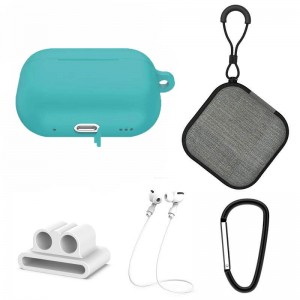 Set extins 5 in 1 pentru protectia castilor Apple Airpods Pro generatia 2, culoarea albastru cristal