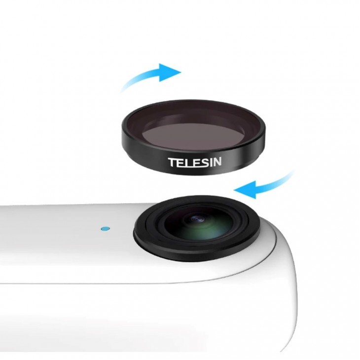 Set 4 filtre Telesin pentru Insta360 Go2, ND8, ND16, ND32, CPL, rama metalica, sticla Gorilla Glass