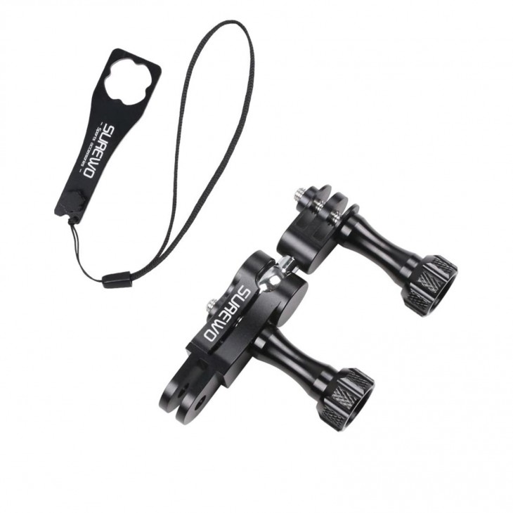 Suport din aluminiu cu bila rotativa, marca Surewo pentry GoPro Hero 13, 12, 11, 10, 9, 8, 7, 6, 5, DJI Osmo Action, YI, Campark, AKASO si altele