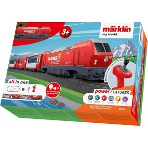Set de pornire tren electric Märklin My World Glacier Express, alimentare pe baterie cu încărcare USB, cuple magnetice, H0, 29348