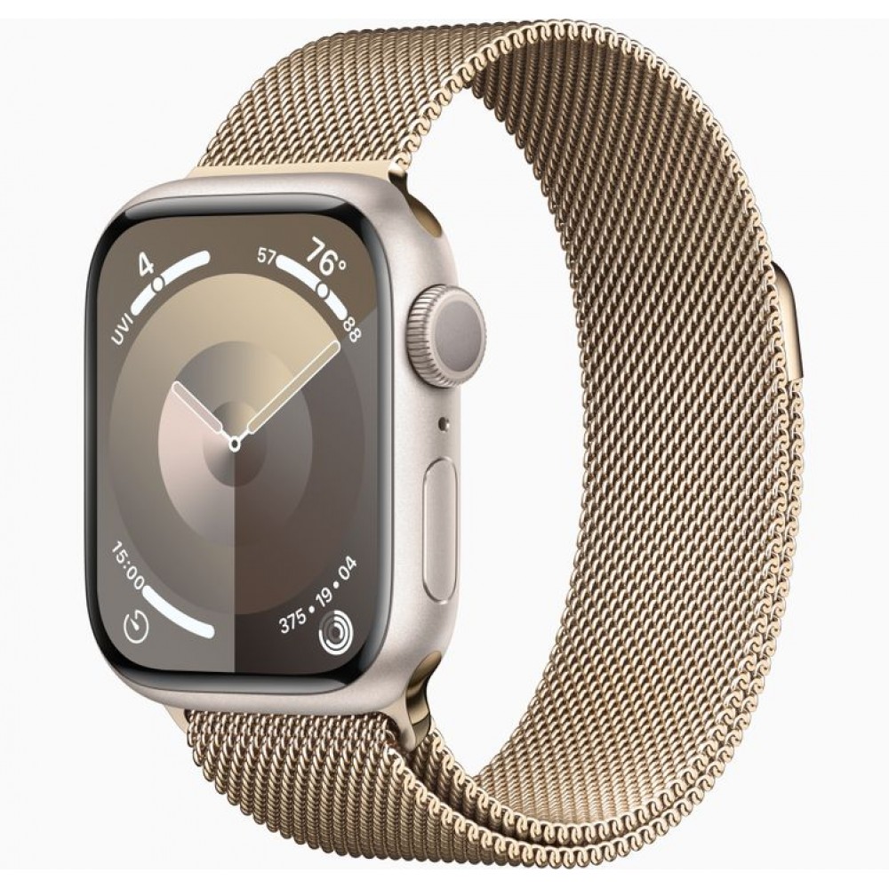 Curea metalica milanese, marca THD, compatibila Apple Watch 41 mm seria 9, Apple Watch SE 40 mm, marime universala, auriu