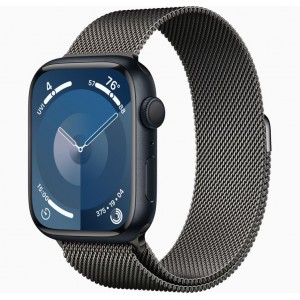 Curea metalica milanese, marca THD, compatibila Apple Watch 45 mm seria 9, Apple Watch SE 44 mm, marime universala, neagra