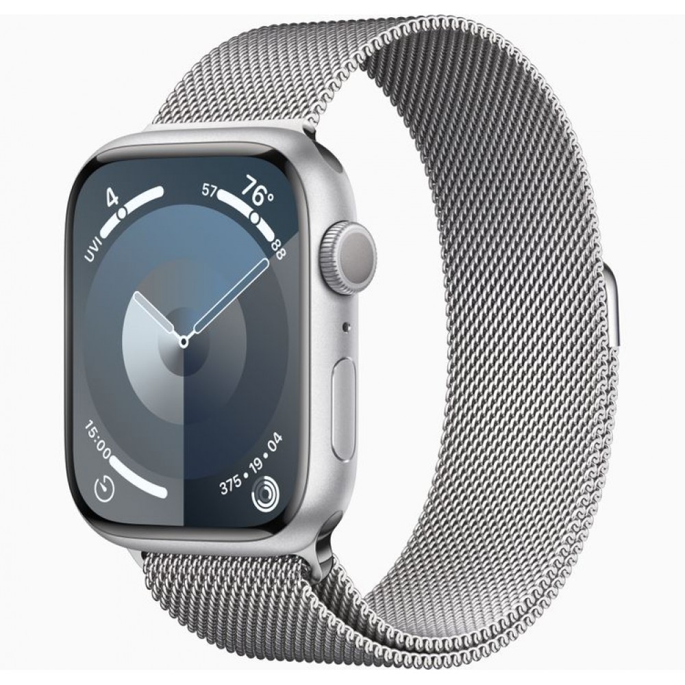 Curea metalica milanese, marca THD, compatibila Apple Watch 45 mm seria 9, Apple Watch SE 44 mm, marime universala, argintiu