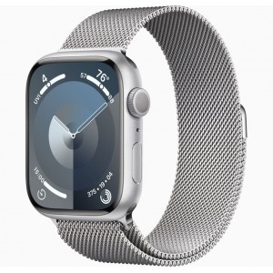 Curea metalica milanese, marca THD, compatibila Apple Watch 45 mm seria 9, Apple Watch SE 44 mm, marime universala, argintiu