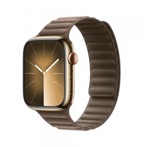 Curea link magnetica, marca THD, compatibila Apple Watch 45 mm seria 9, Apple Watch SE 44 mm, marime universala, culoare maro taupe