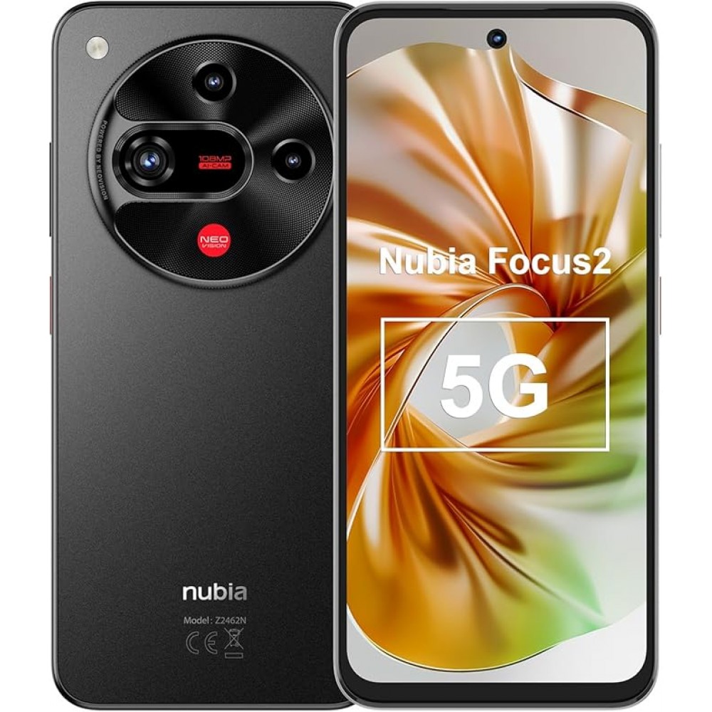 Telefon mobil nubia Focus 2 5G, 256GB, 8GB RAM, Dual SIM, 6,7” HD+, 108 MP, 5000 mAh, Android 15, Negru