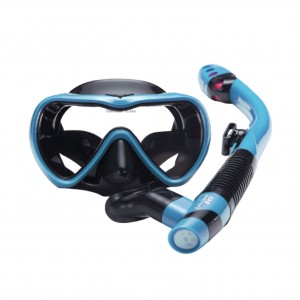Set scuba diving si snorkeling Aloma WT-3 format din masca si tub, lentila singulara, albastru