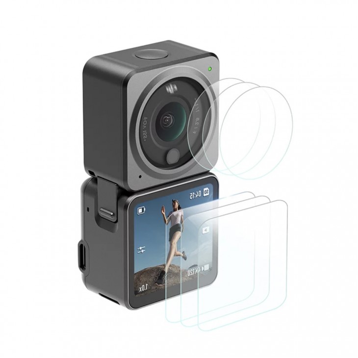 Set sticla protectie display si lentila, marca Surewo, pentru camera DJI Action 2