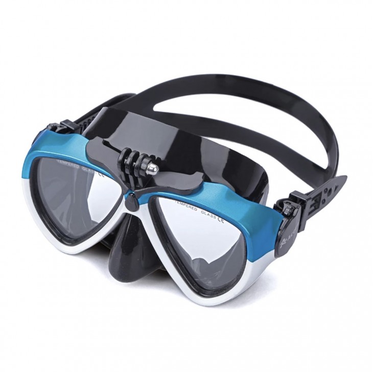 Set scuba diving si snorkeling Aloma WT-2 format din masca si tub, cu sistem prindere camera GoPro Hero 13,12,11,10,9,8,7, SJCAM, Osmo Action