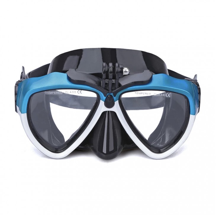 Set scuba diving si snorkeling Aloma WT-2 format din masca si tub, cu sistem prindere camera GoPro Hero 13,12,11,10,9,8,7, SJCAM, Osmo Action