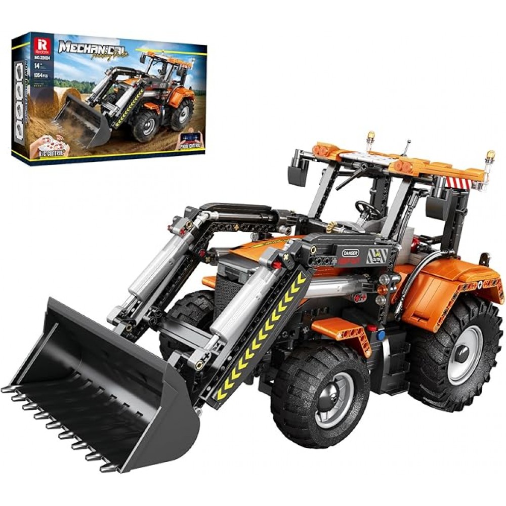 Set construcție tractor tehnic Reobrix Technik RC, tractor de încărcare telecomandat, model STEM pentru adolescenți 14+, 22024