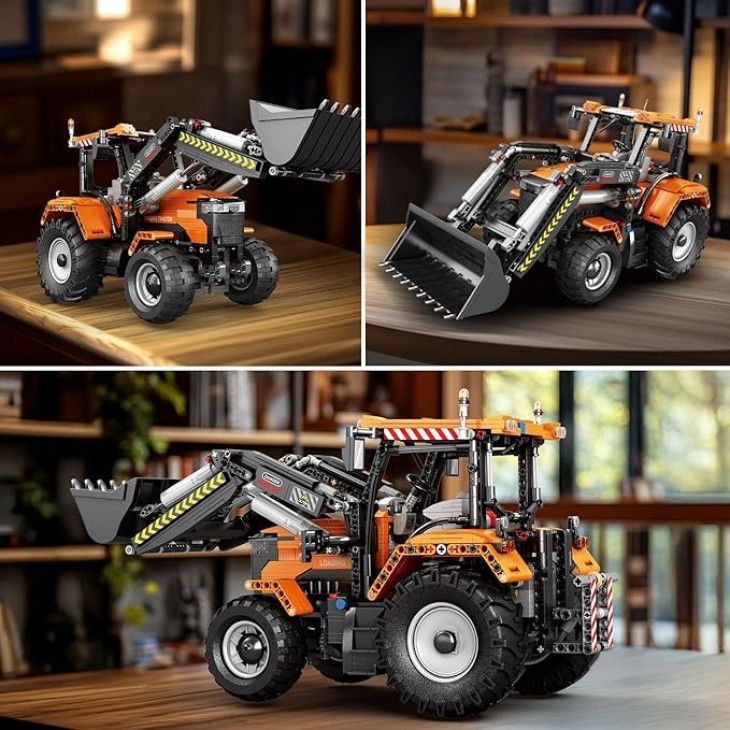 Set construcție tractor tehnic Reobrix Technik RC, tractor de încărcare telecomandat, model STEM pentru adolescenți 14+, 22024